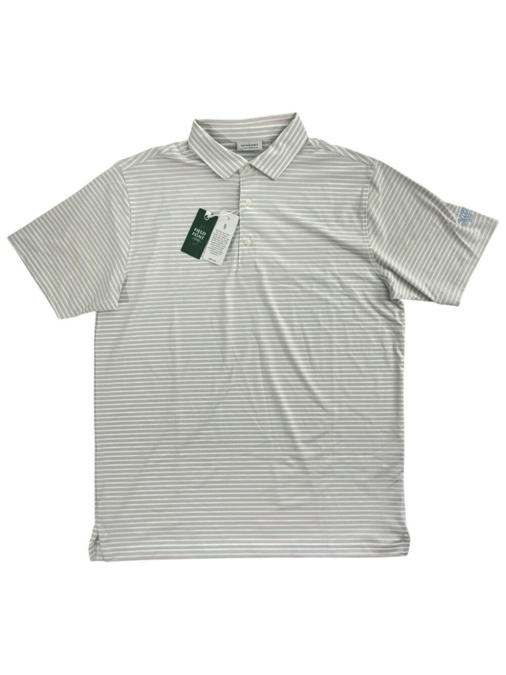 Field & Flint Footjoy Flint FF Pink White Blue Stripe Golf Polo Shirt Men's Sz M